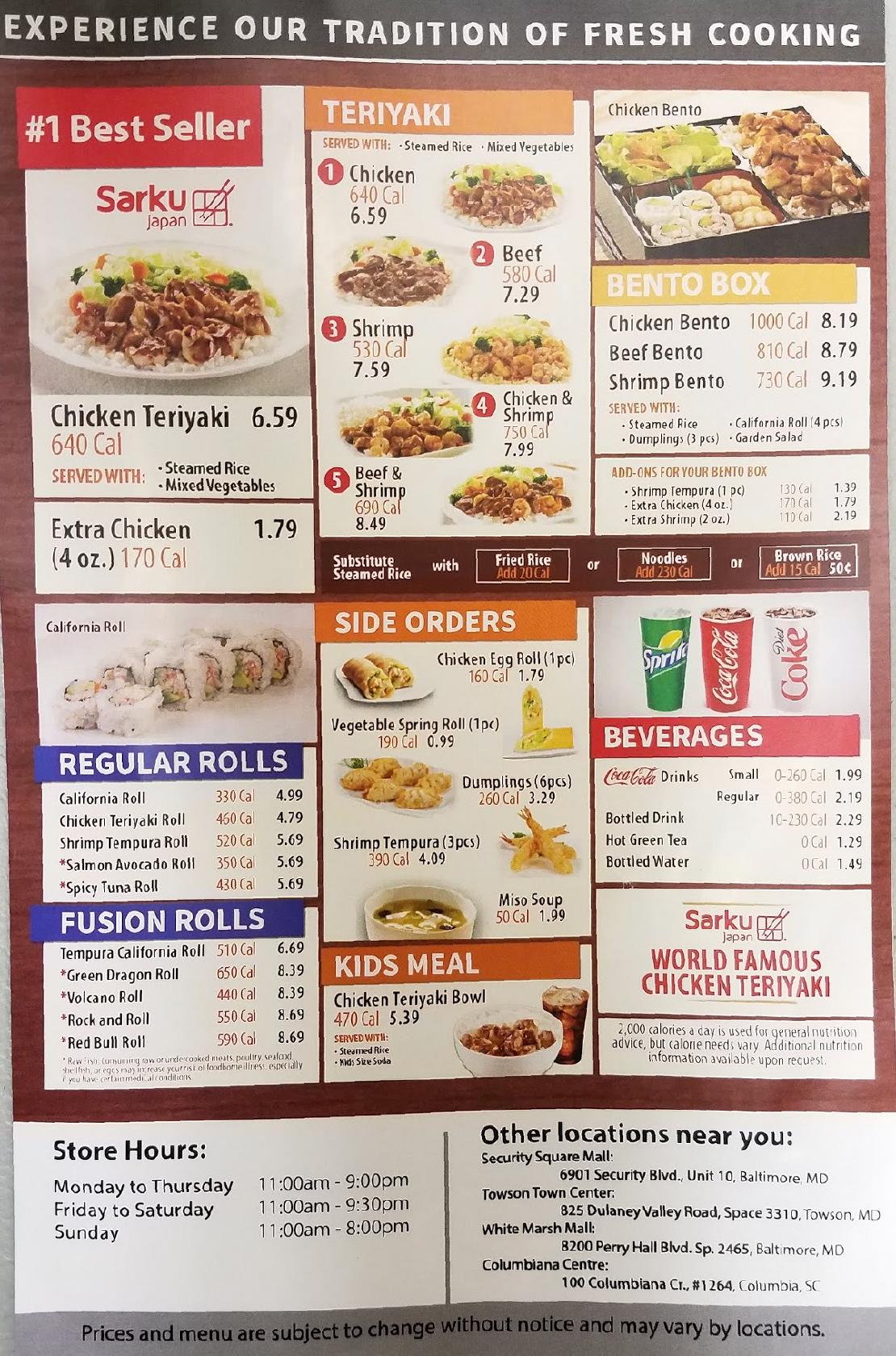 Order Sarku Japan #338 Potomac Mills Menu Delivery【Menu & Prices】, Woodbridge