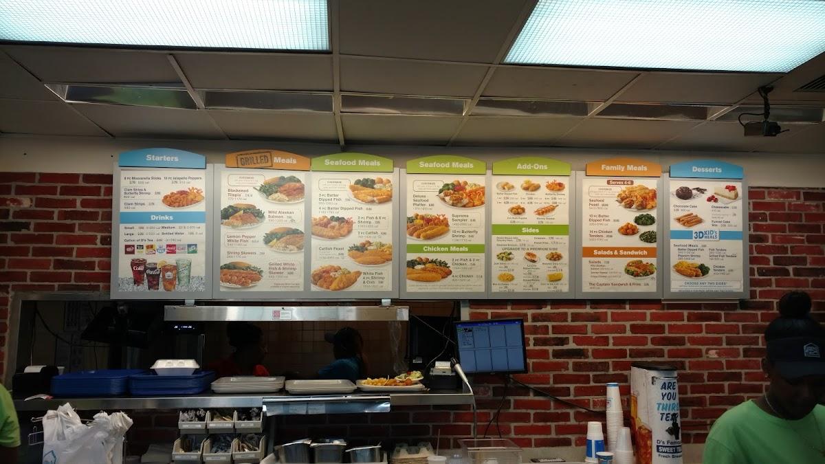 Menu at Captain D's fast food, Greensboro