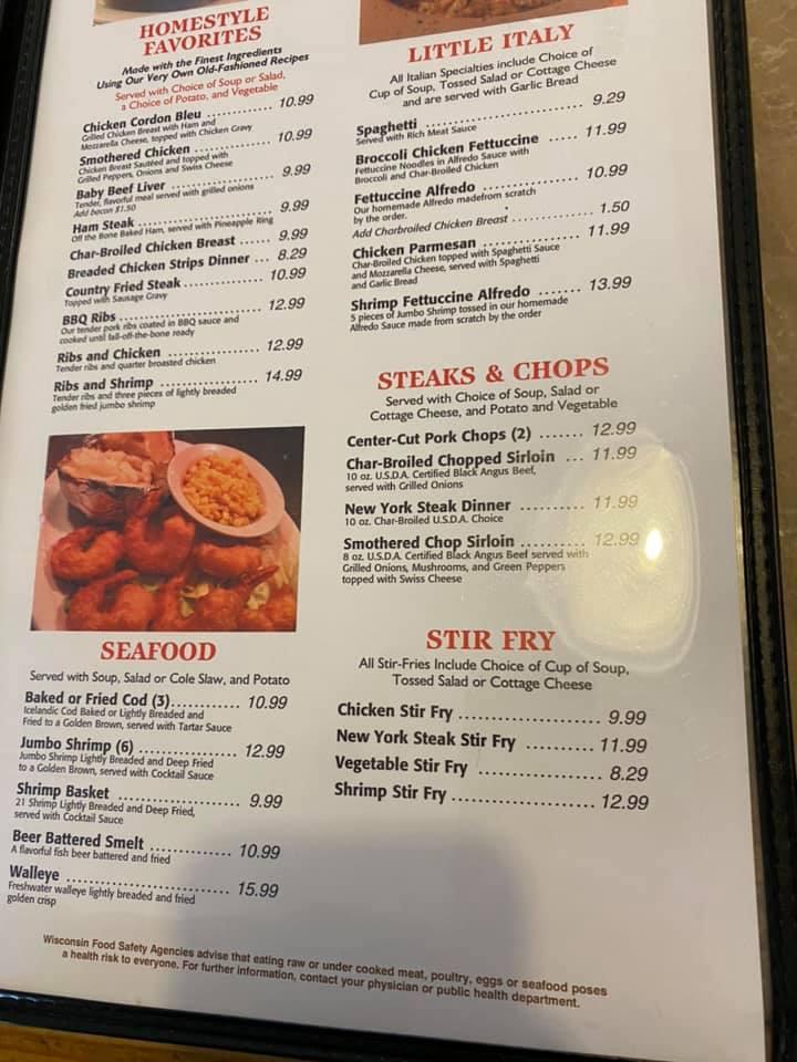 Menu at Viroqua Family Restaurant, Viroqua