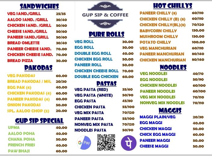 Menu at Gup Sip & Coffee, Dhanbad