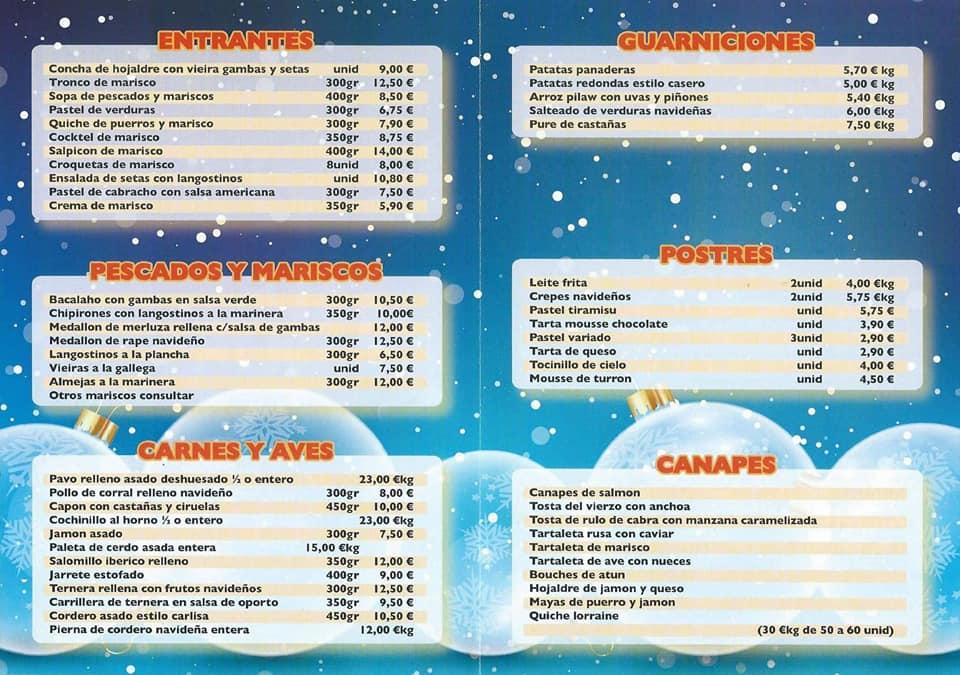 Carta de pizzería Carlisa, Santiago de Compostela