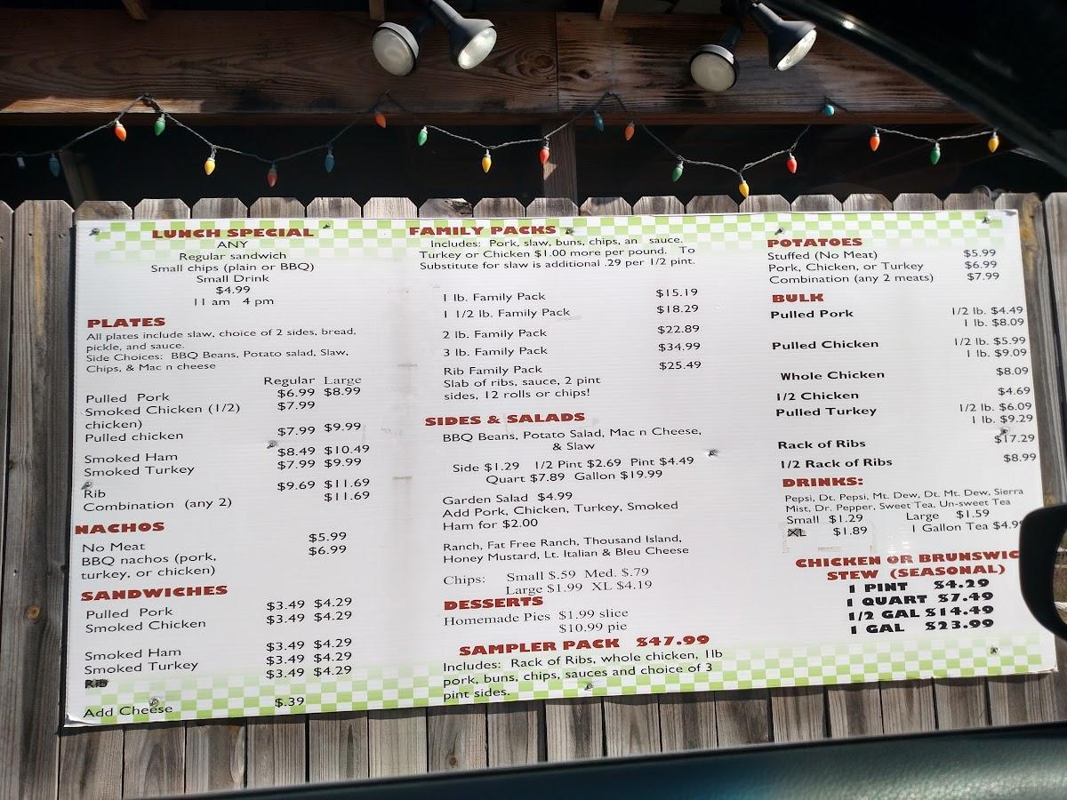 Menu At Chief & Snoogie's Hickory Pit BBQ, USA