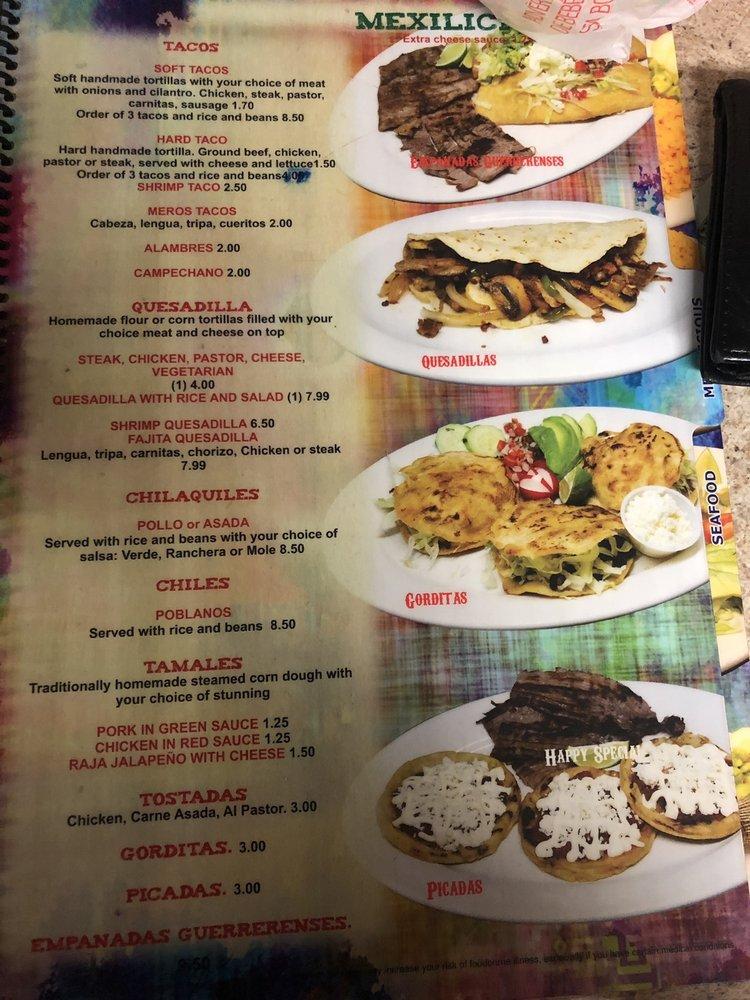 Menu at Happy Donkey Mexican Grill restaurant, Anderson