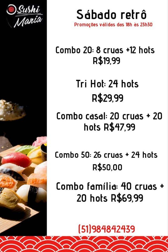 Sushi Mania cardápio