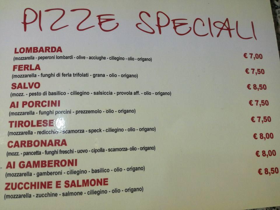 Menu di Europizza 