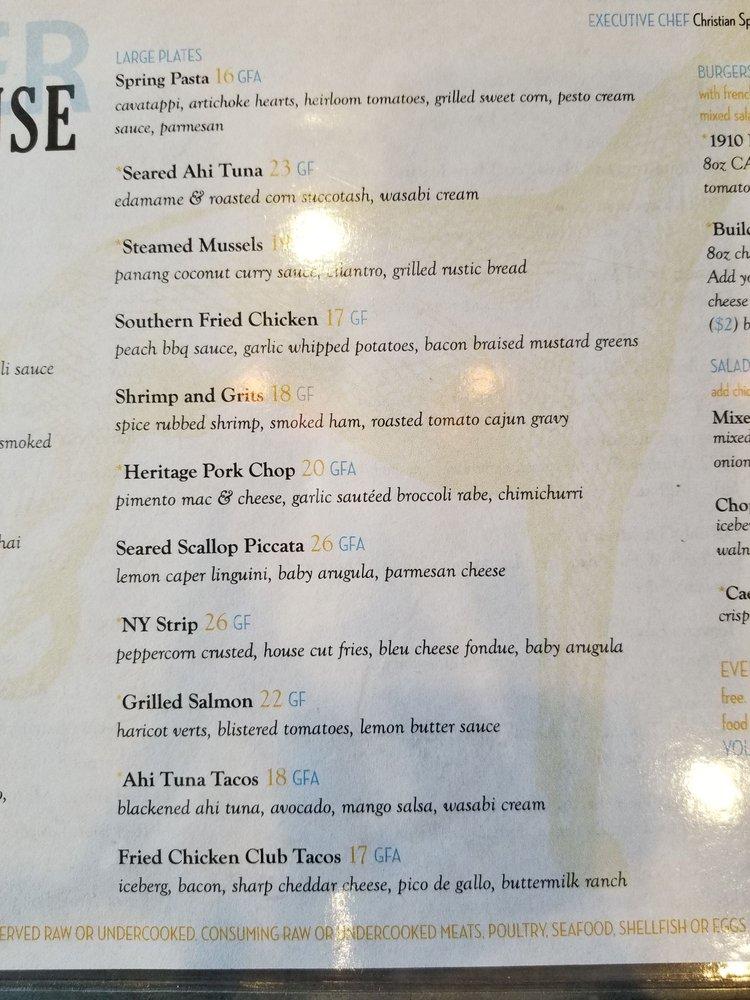 Menu at 1910 Public House, Lilburn