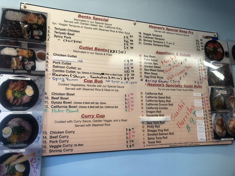 Menu at Bento Heaven restaurant, Colorado Springs