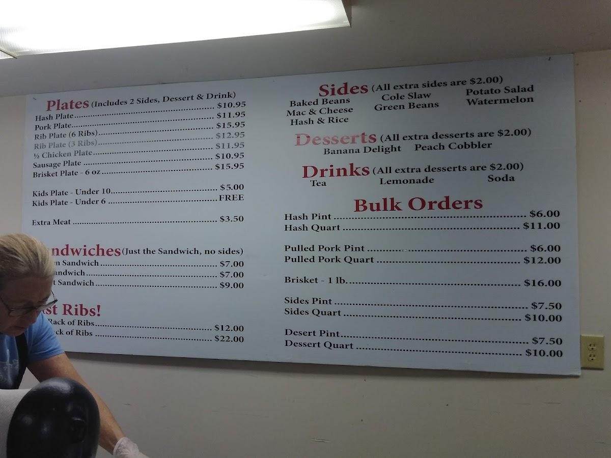 Menu at Fat Daddy's BBQ & Hash House, Cross Hill