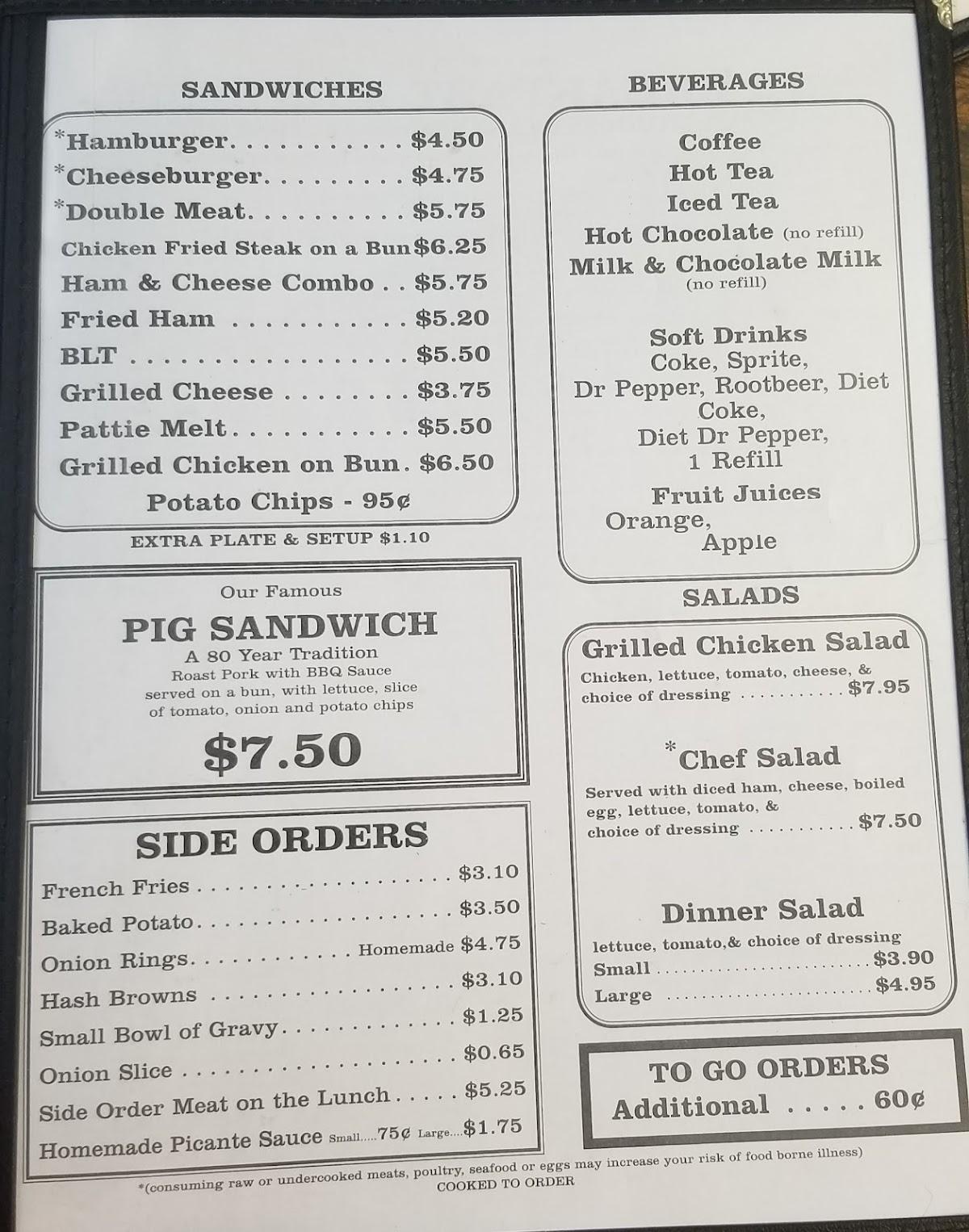 Menu At Dixie Pig Restaurant, Abilene, Butternut St