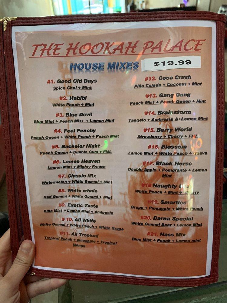 Menu at The Palace Hookah Lounge pub & bar, Sacramento, J St 120