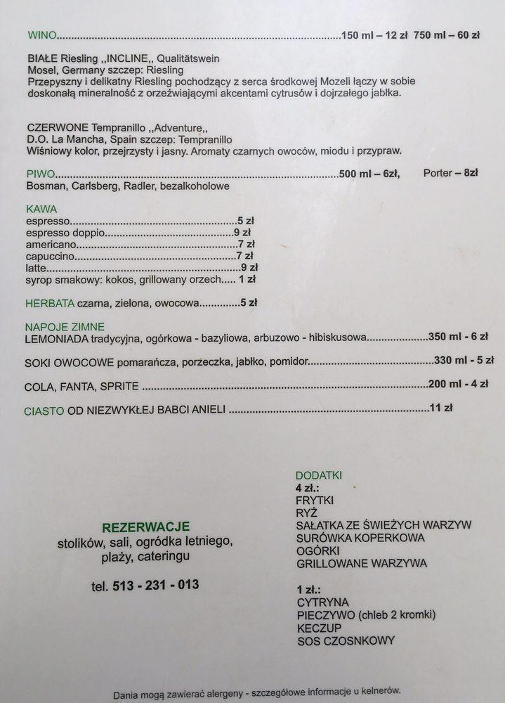 Menu At Ryby Zubowicz Restaurant Kamie Pomorski Wilk W Morskich