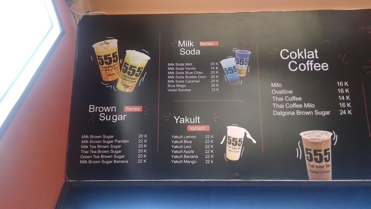 Menu at 555 Thai Tea cafe, Palembang, Jl. Mawar