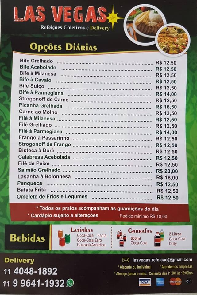 Menu at Las Vegas Refeições restaurant, Diadema