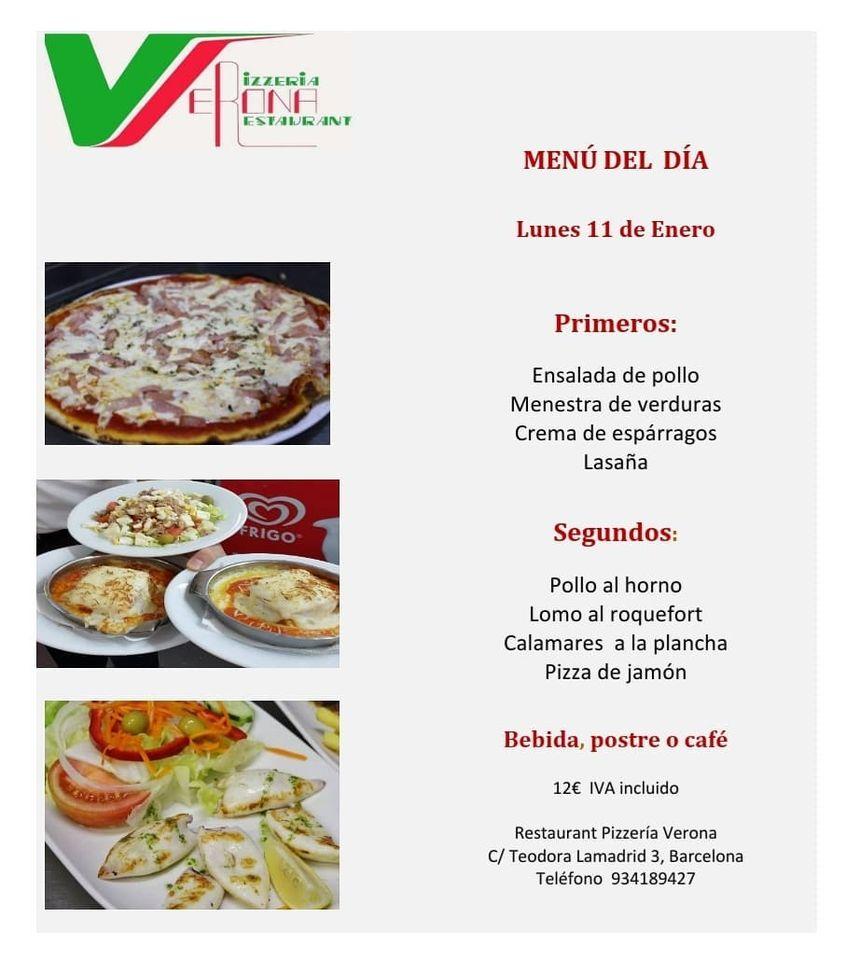 Menu at RESTAURANT PIZZERIA VERONA, Barcelona, Carrer de Teodora Lamadrid