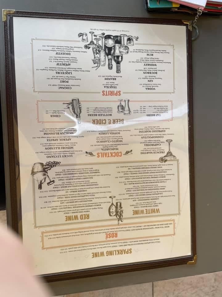 Menu At The Sicilian Restaurant, Forster