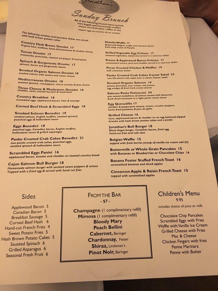 Menu at Jonathan's Restaurant New Hyde Park, Garden City Park