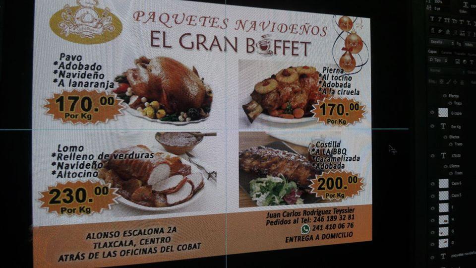 Carta del restaurante El Gran Buffet, Tlaxcala del Xicohtencatl