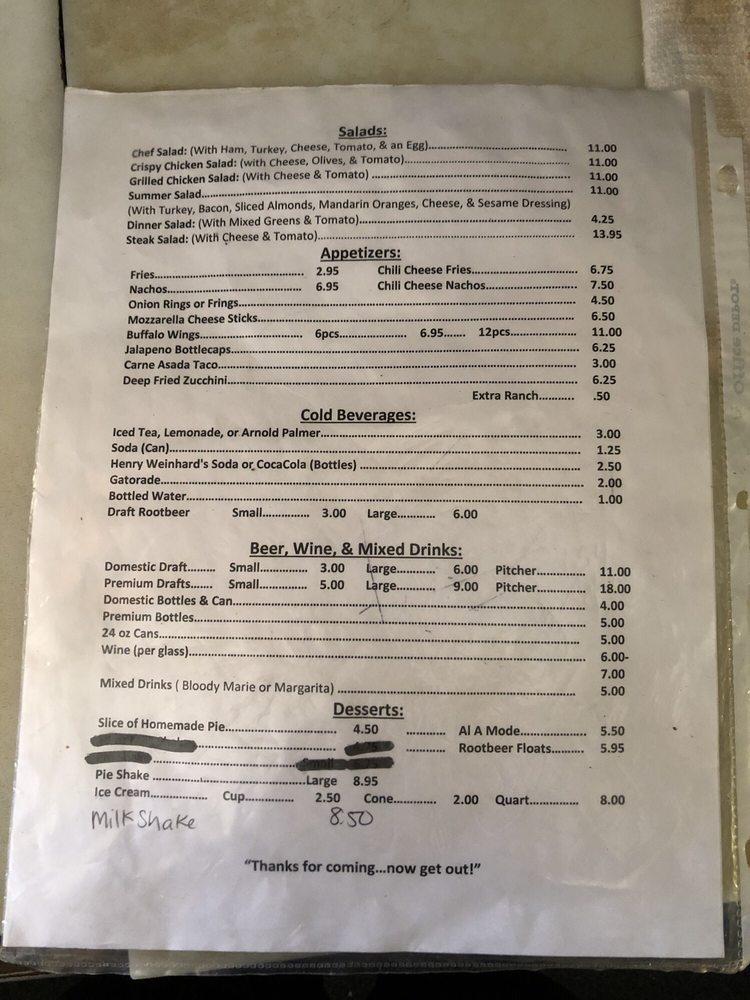 Menu at The Place restaurant, Ventucopa, CA33