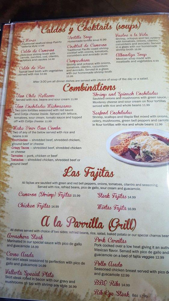 Menu at Vallarta Grill Restaurant, Oroville