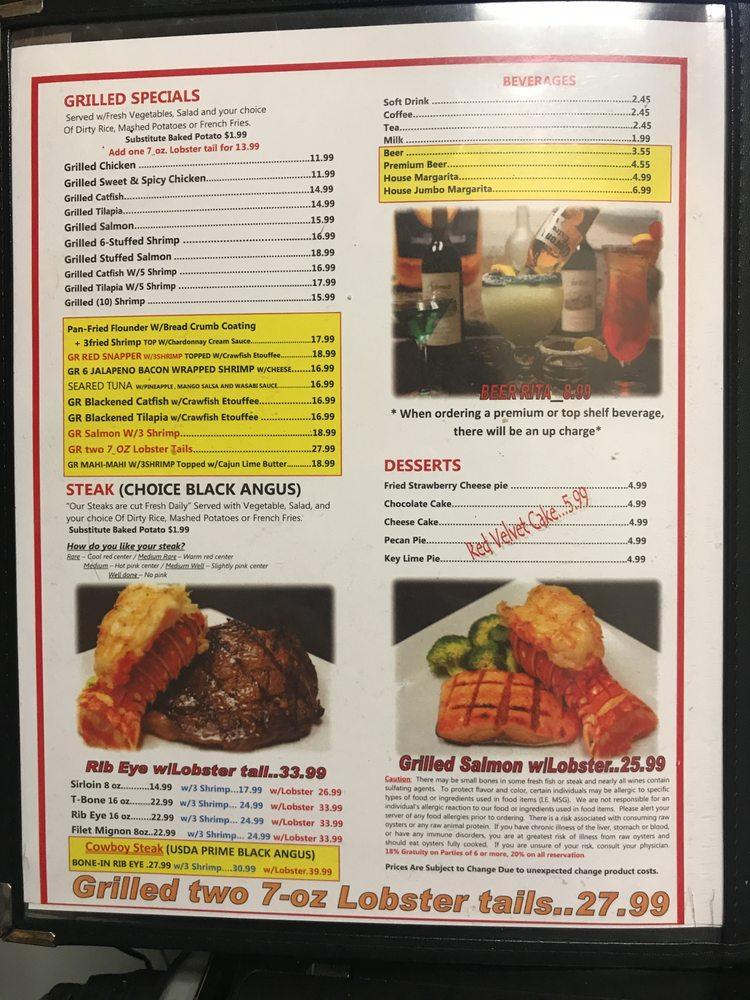 Menu at Sealand Seafood & Steak steakhouse, Brenham