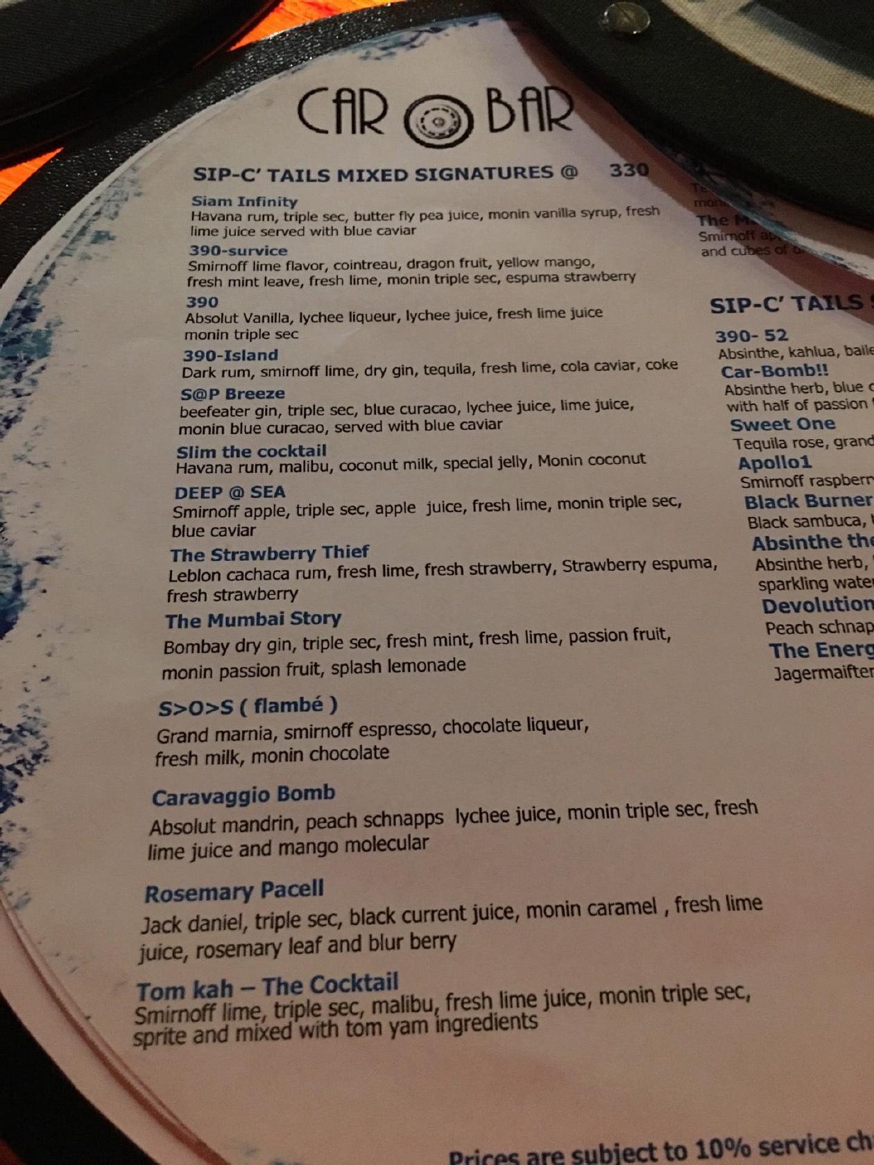 Menu at Big fish restaurant 6th floor by Siamsiam Pattaya, Pattaya City