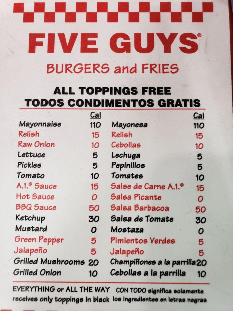 Carta de comida rápida Five Guys, Reno, S McCarran Blvd Suite 400