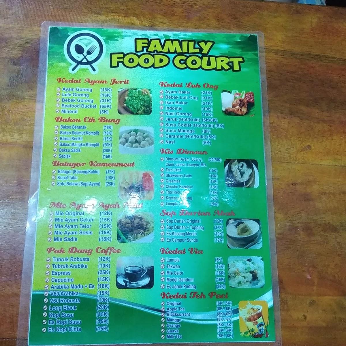 Menu at Family Food Court restaurant Bengkulu