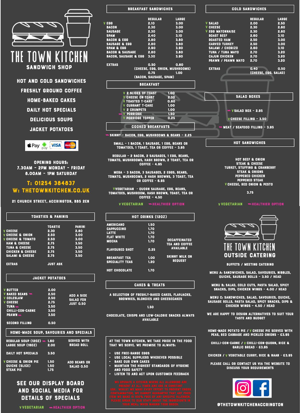 Menu At The Town Kitchen Accrington   Rf1a The Town Kitchen Menu 