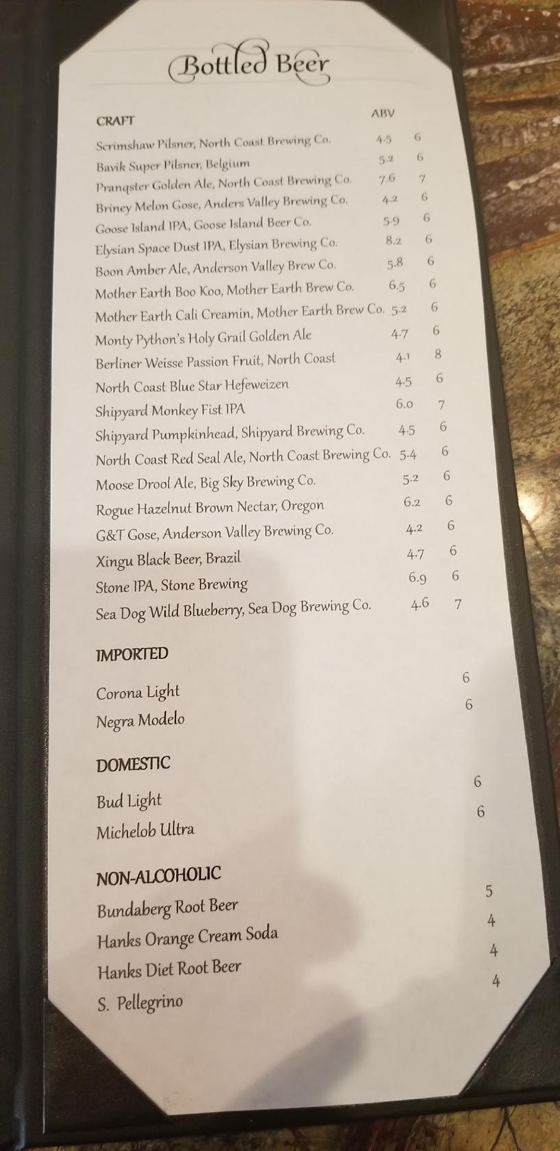 Menu at Blend Wine Room pub & bar, Visalia