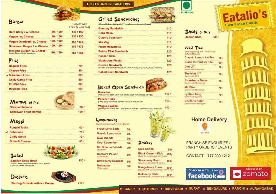 Eatalio menu