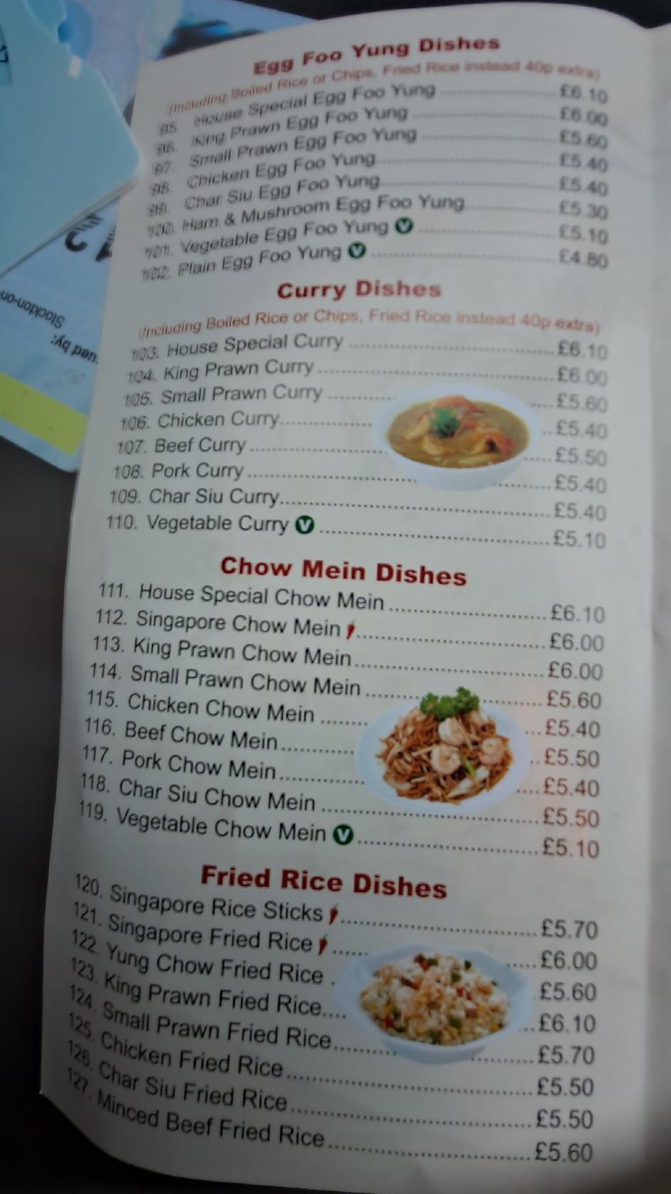 Menu at Li Wah restaurant, Billingham