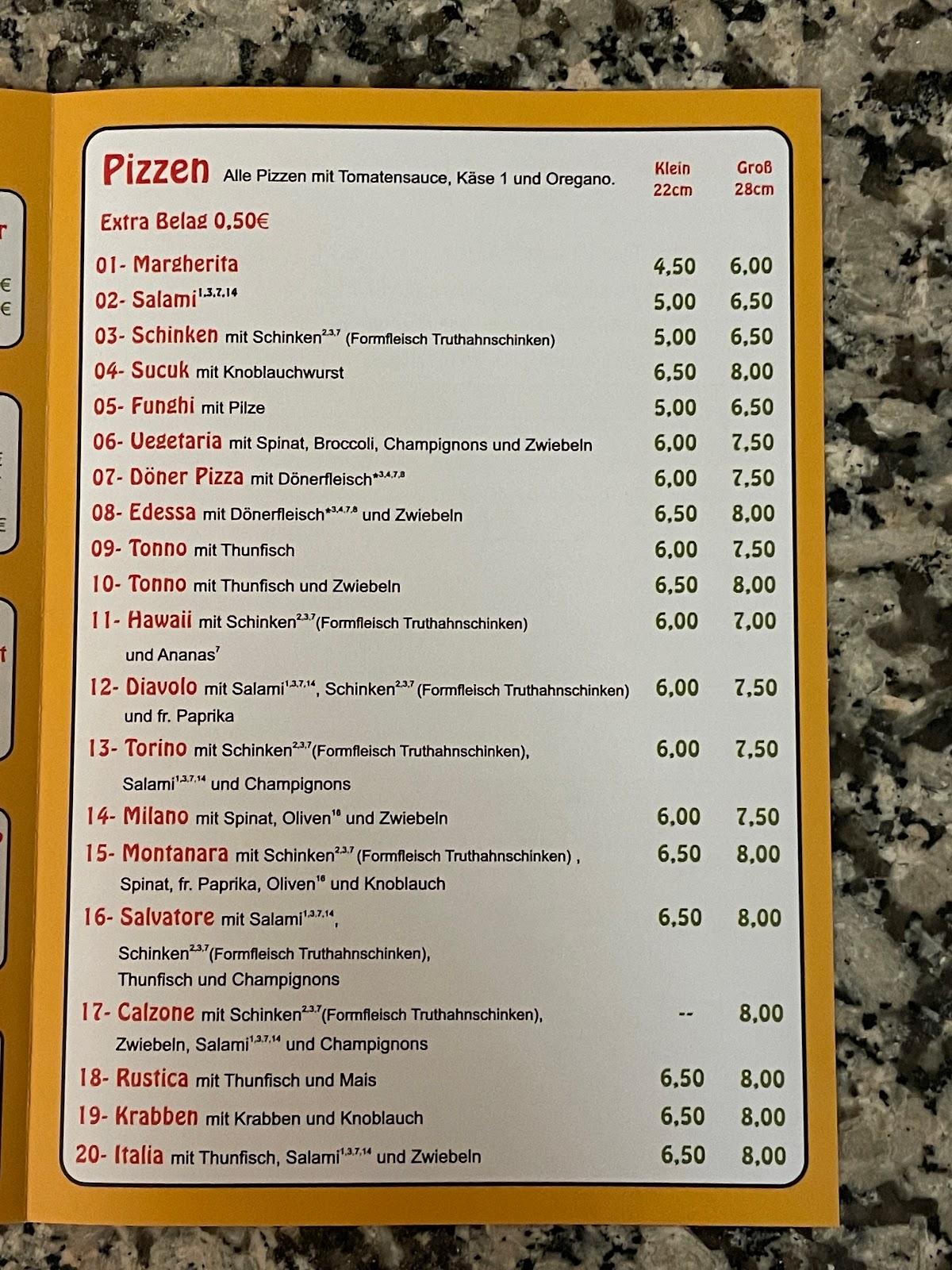 Speisekarte von Meister Döner Pizza Essen