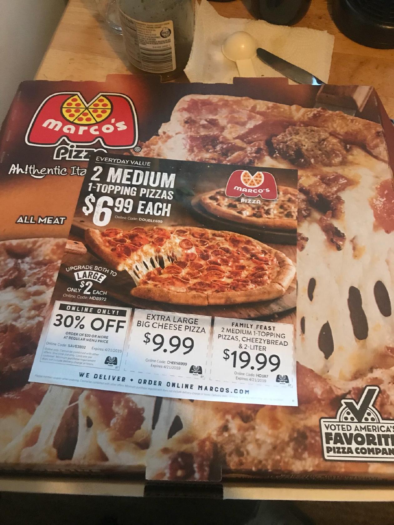 Menu at Marco's Pizza pizzeria, Independence, East 23rd St S