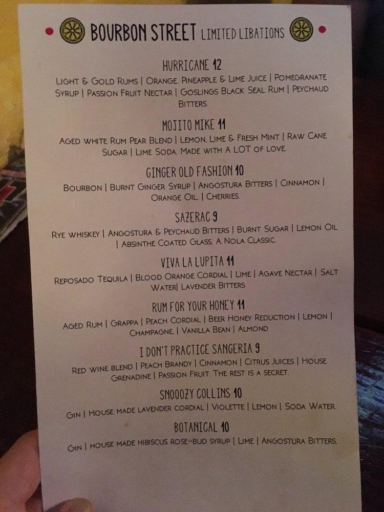 Menu at Bourbon Street Bar and Grill, Puyallup