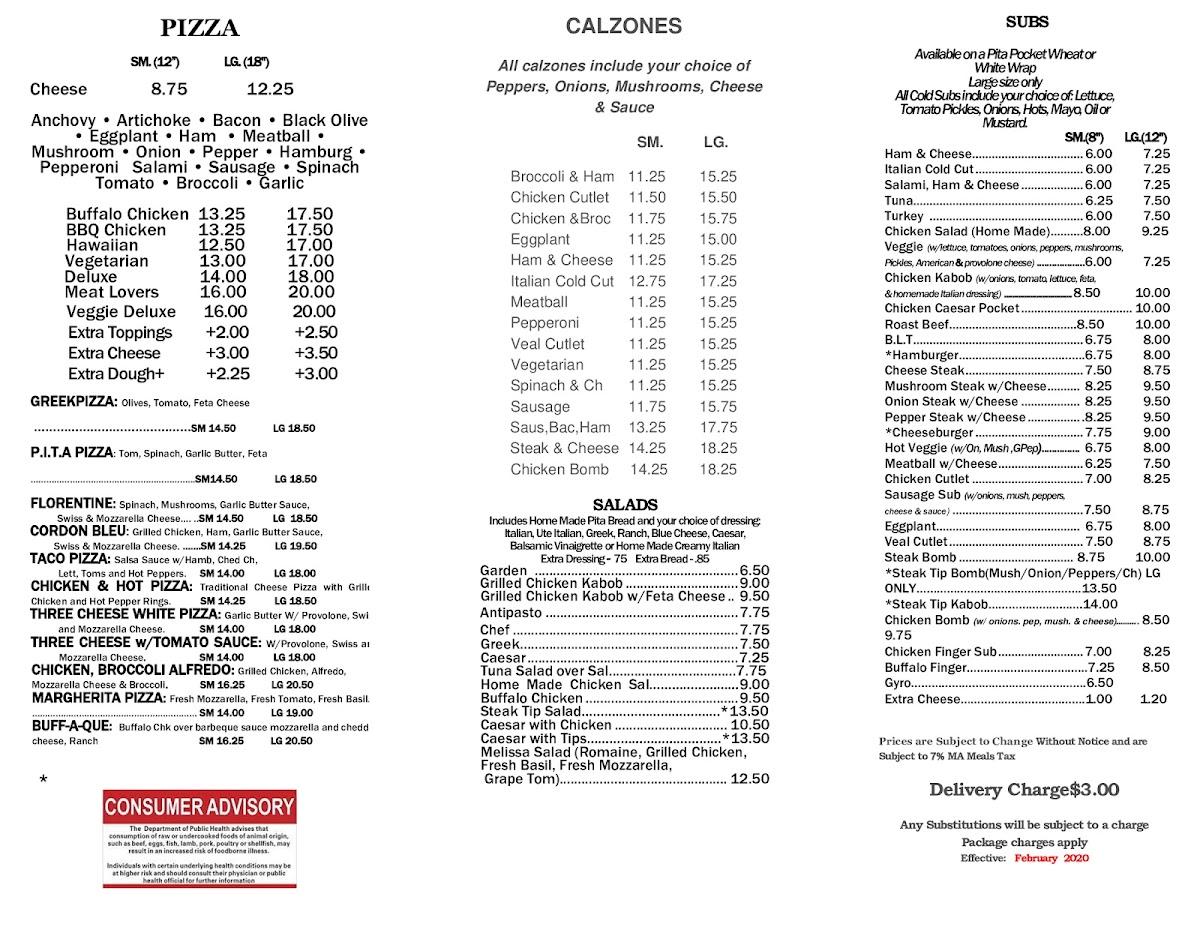 Menu at Paisano's Pizzería pizzeria, Lawrence