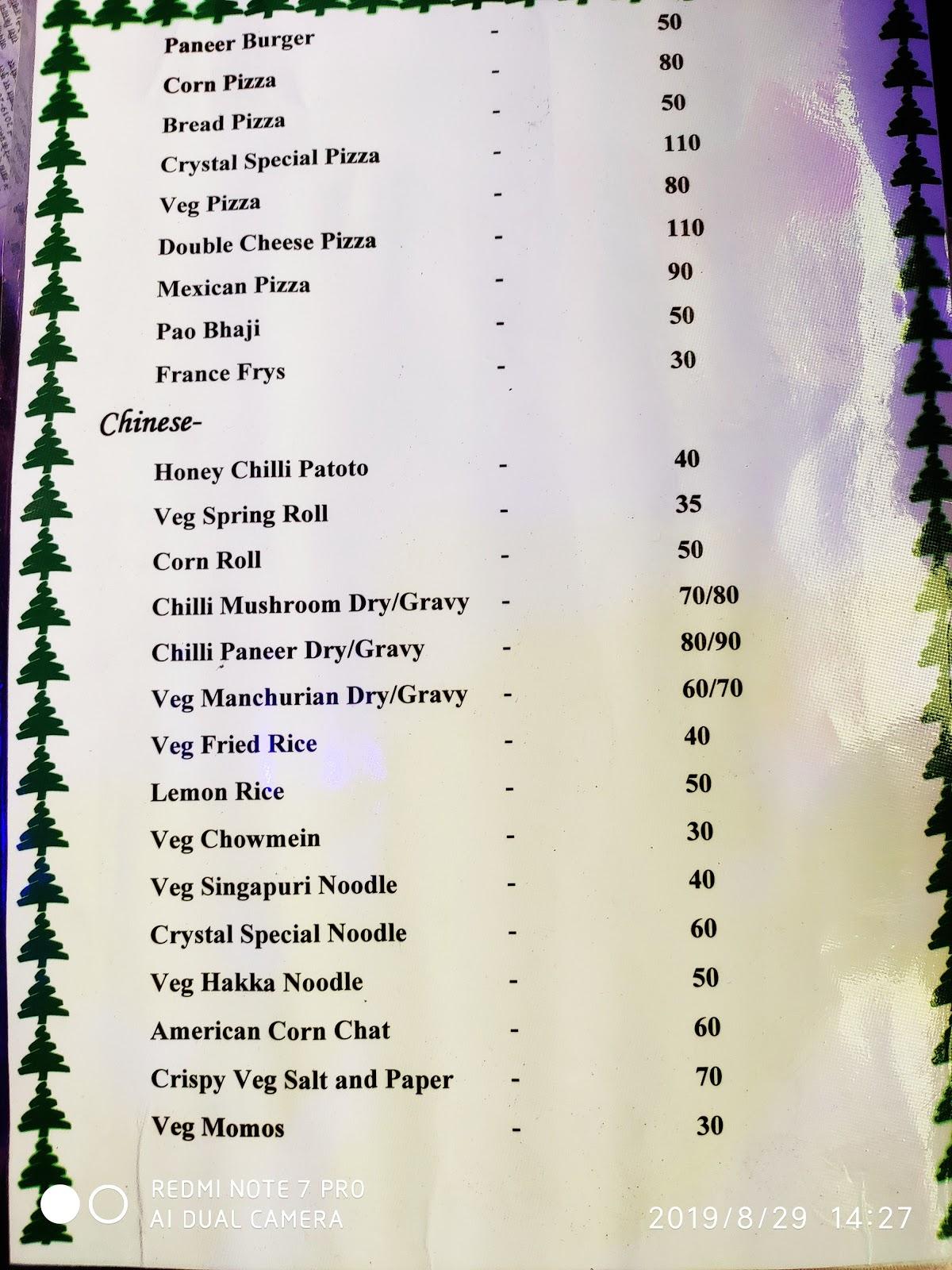 Menu at Crystal City cafe (The Real Taste Restaurant), Chandausi