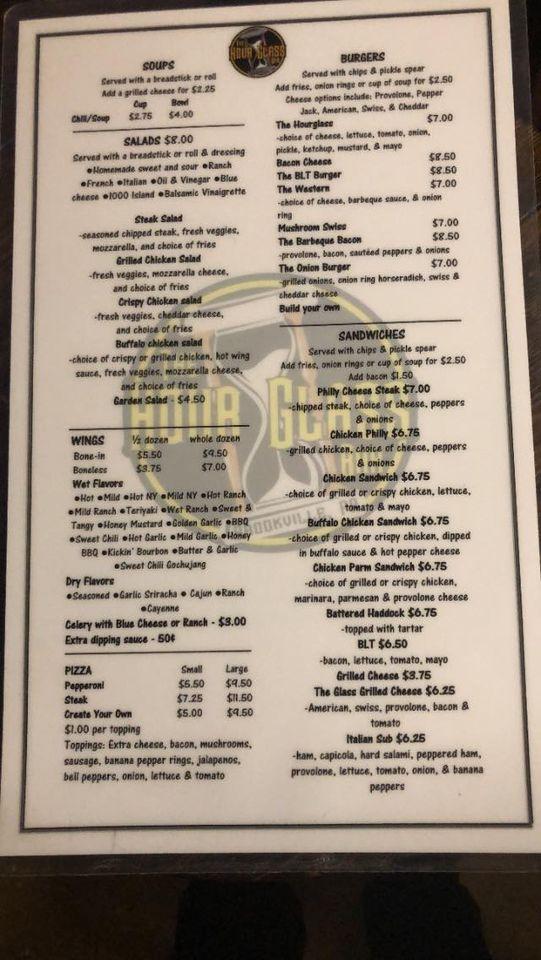 Menu at The Hourglass pub & bar, Brookville