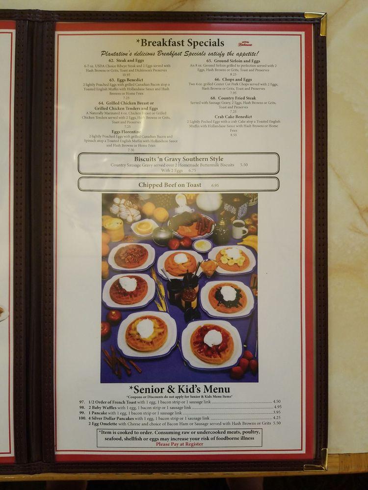 Menu at Plantation Pancake House, North Myrtle Beach restaurant, North