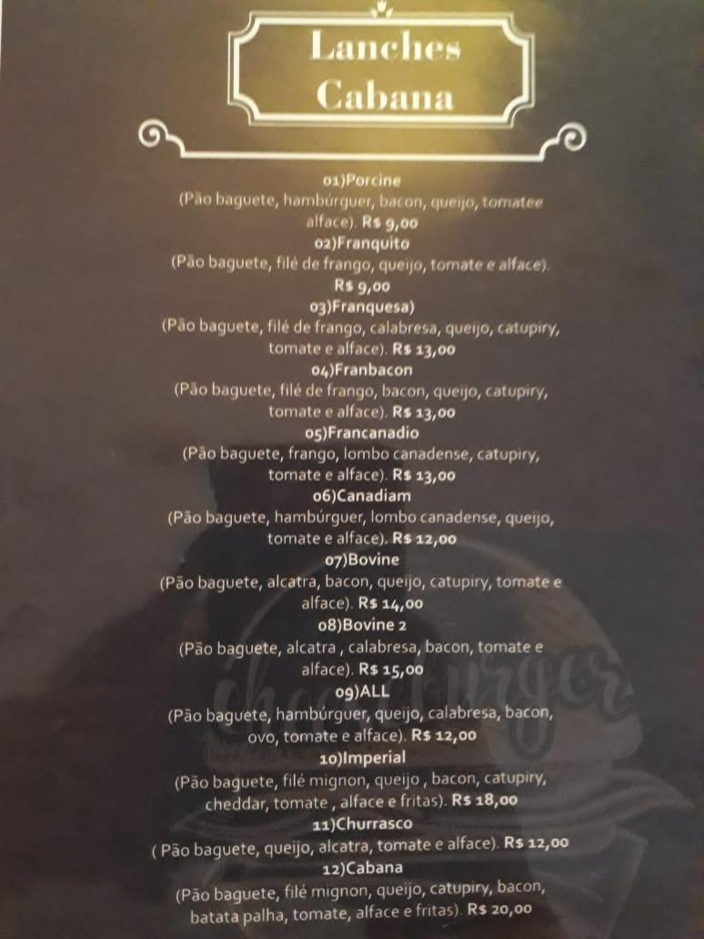 Cabana: Pizzas & Esfihas cardápio