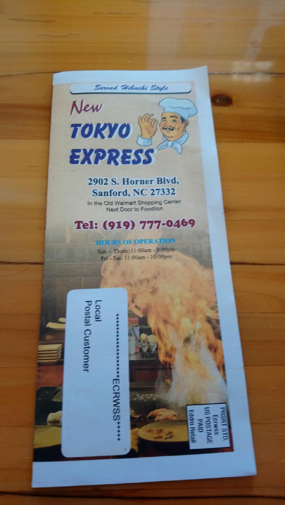 Online Menu of New Tokyo Express, Sanford, NC
