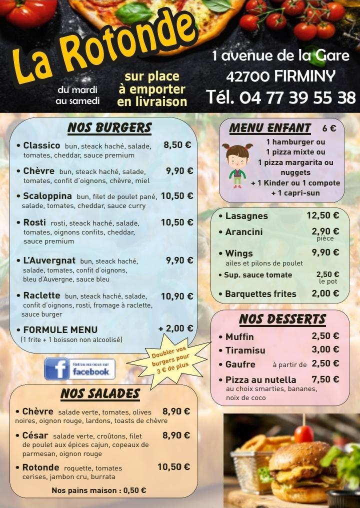 Menu at La rotonde pub & bar, Firminy