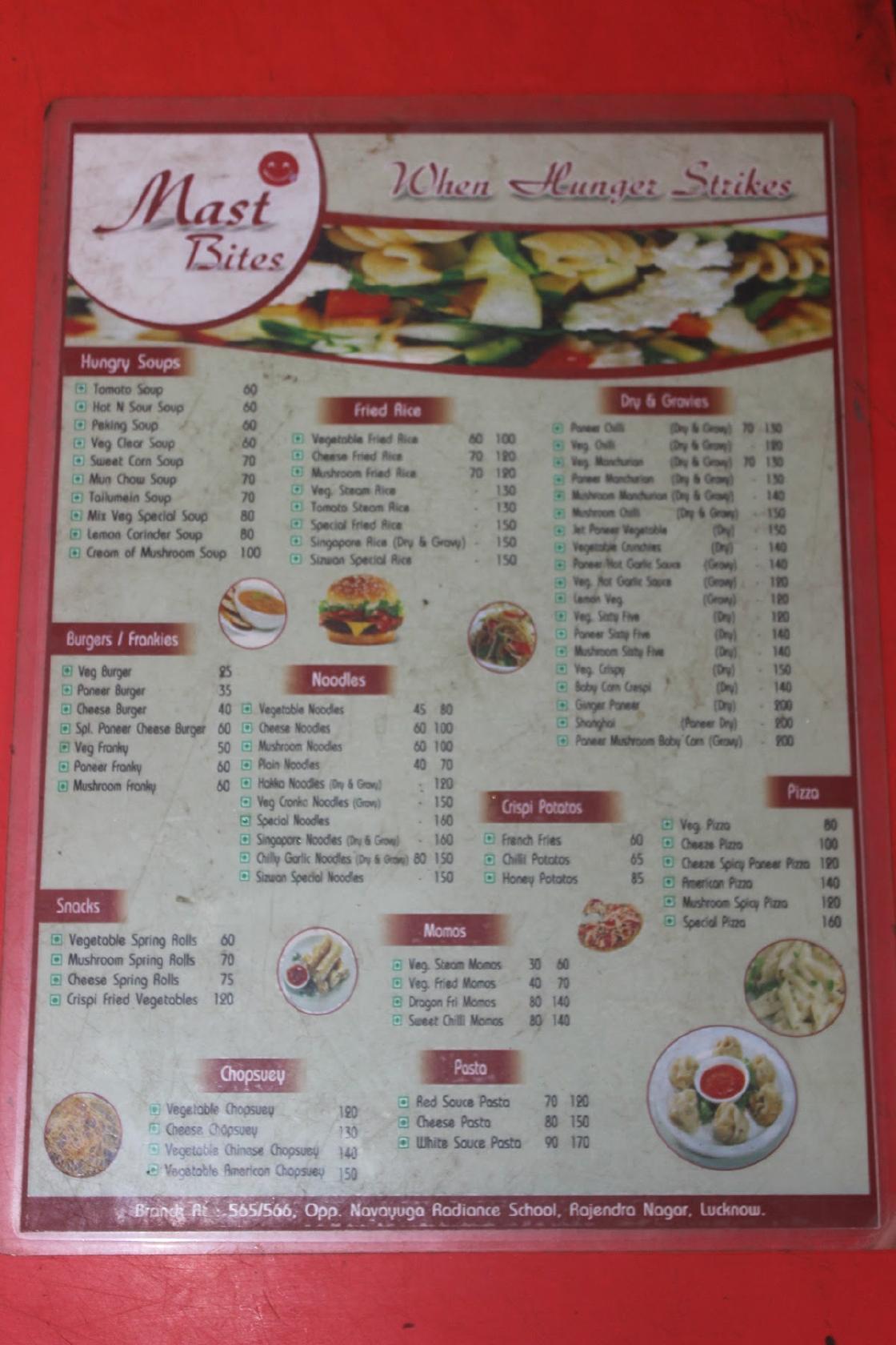 Mast Bites menu