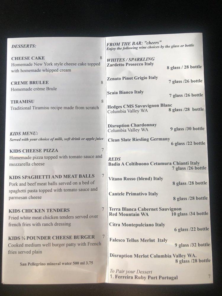 Menu at Black Diamond Grill steakhouse, Black Diamond