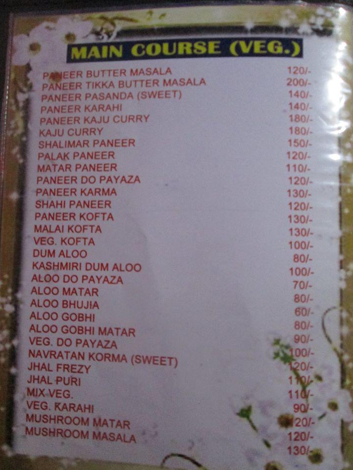Red Chilli Restaurant menu