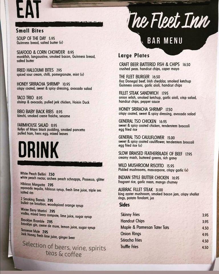 Menu at The Fleet Inn Guesthouse & Restaurant, Killybegs