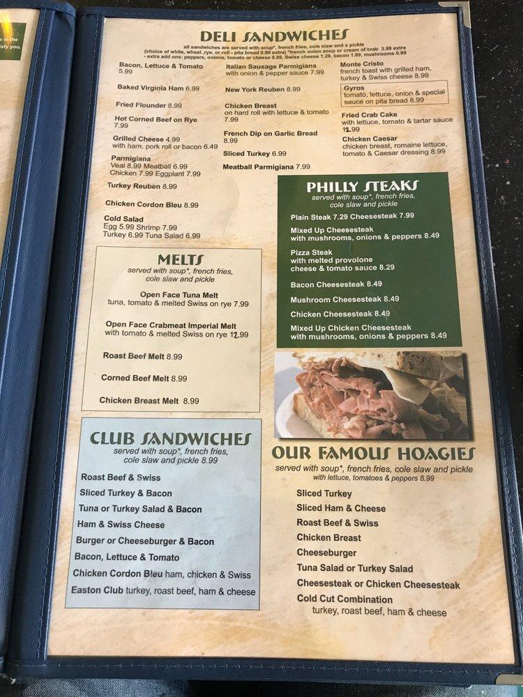 Menu at Easton Diner restaurant, Easton, Ocean Gateway