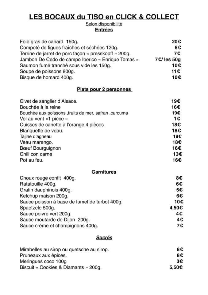 Menu at Restaurant au Tisonnier, Auenheim