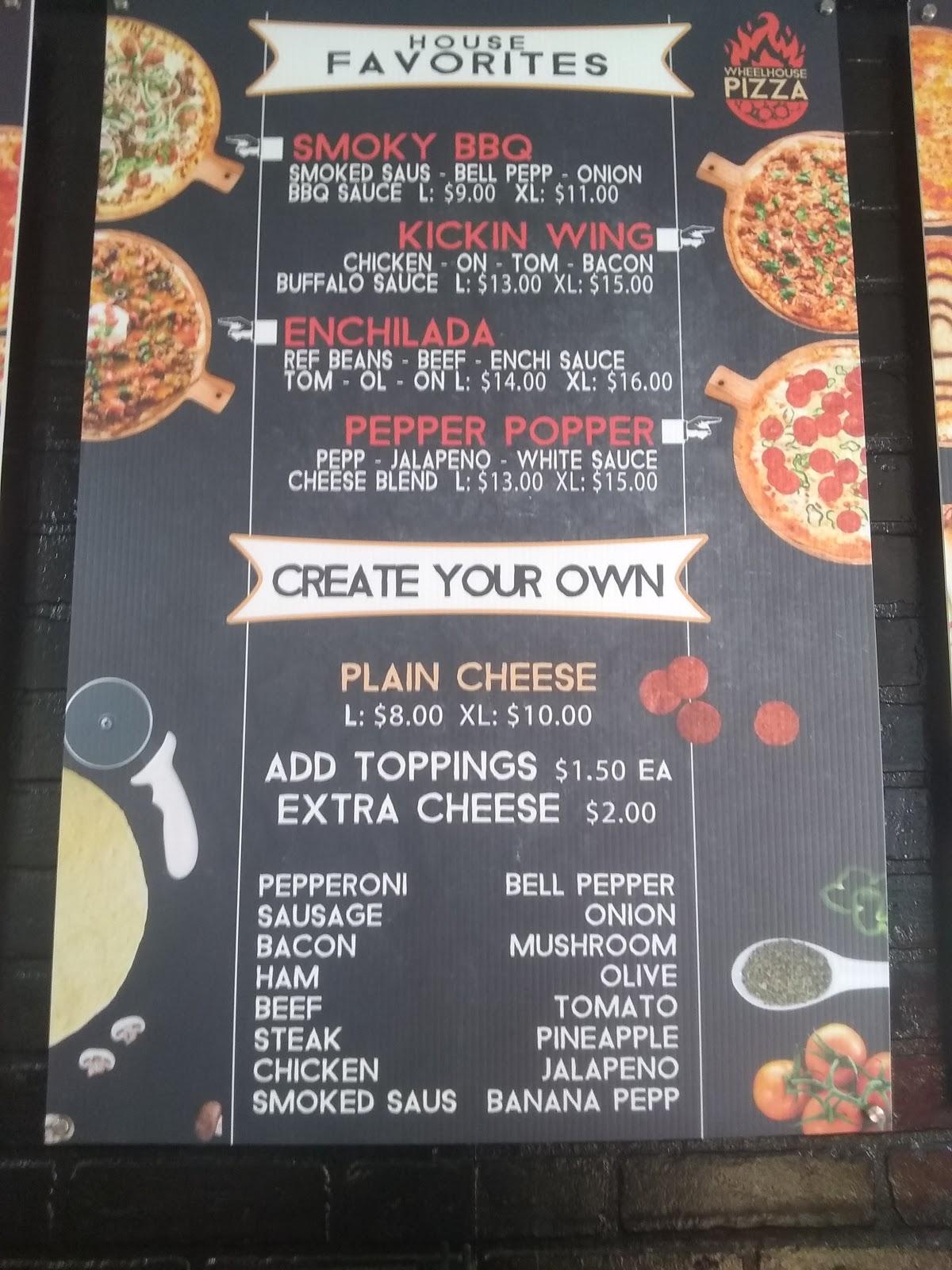 Menu at Wheelhouse takenbake pizza pizzeria, Connersville