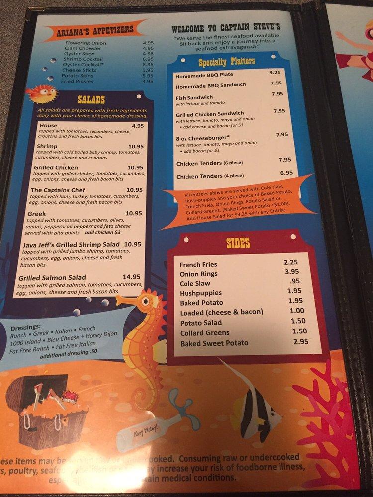 Menu at Captain Steve's Family Seafood Restaurant in Fort Mill, SC, Fort Mill