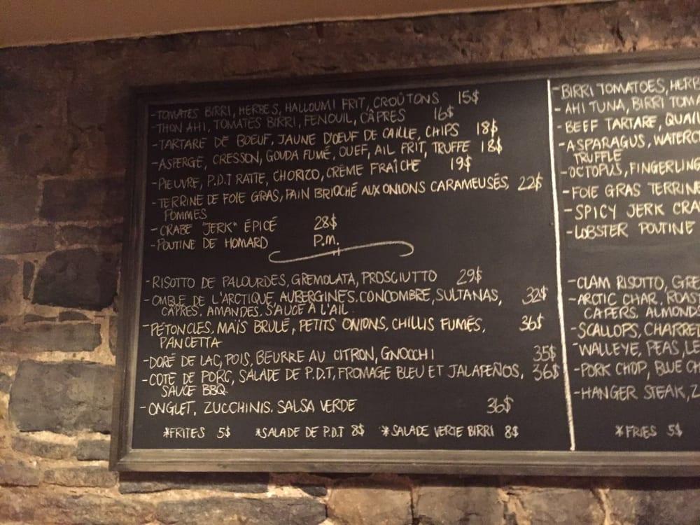 Menu at Garde Manger restaurant, Montréal, 408 Saint Francois Xavier St